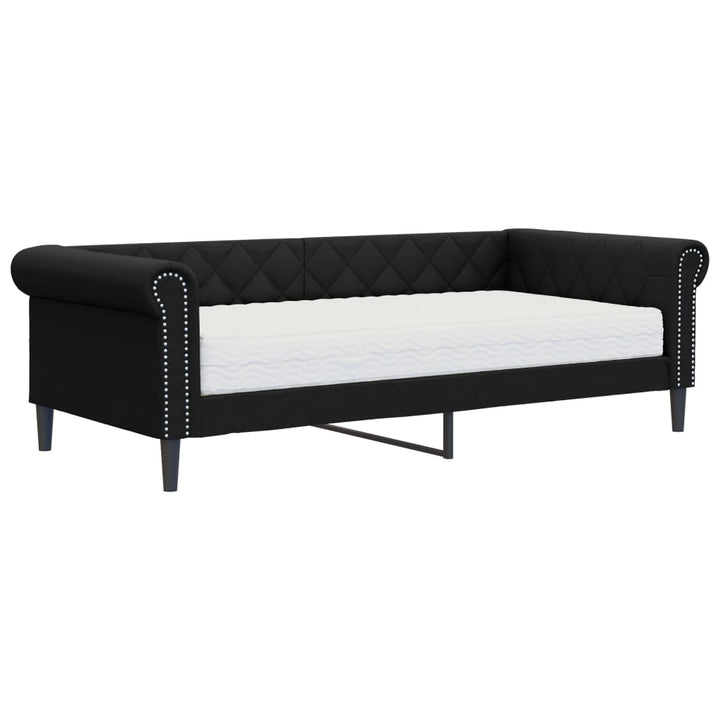daybed med madras 90x200 cm kunstlæder sort