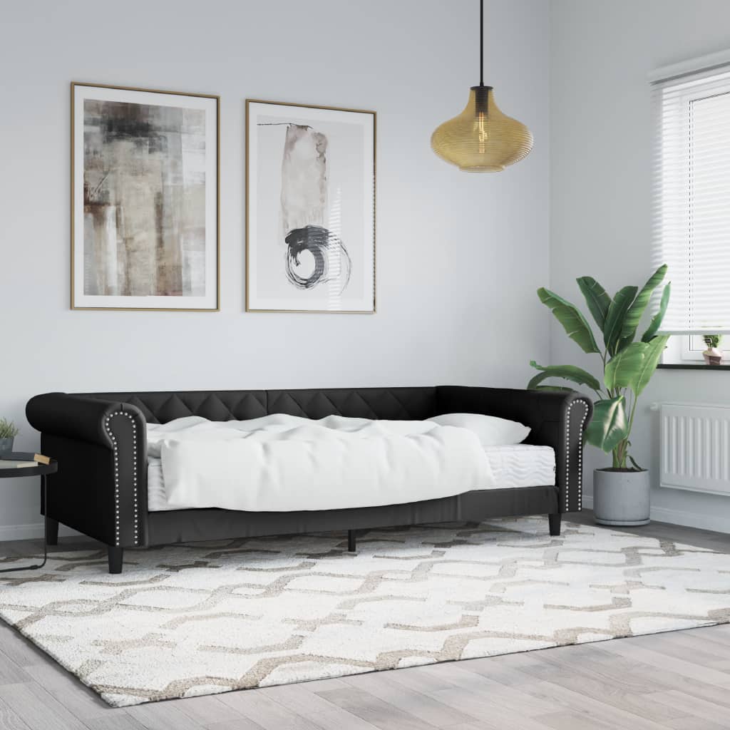 daybed med madras 90x200 cm kunstlæder sort