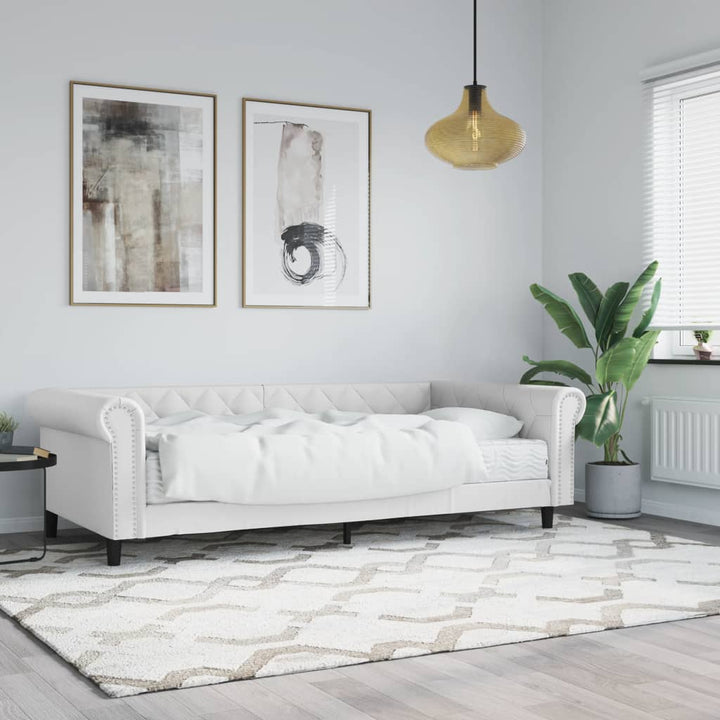 daybed med madras 90x200 cm kunstlæder hvid
