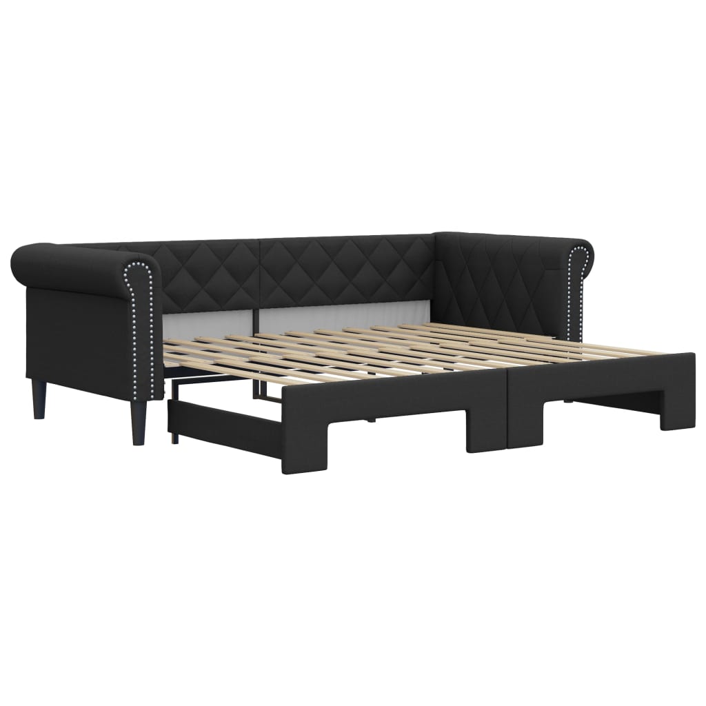 daybed med udtræk 90x200 cm kunstlæder sort