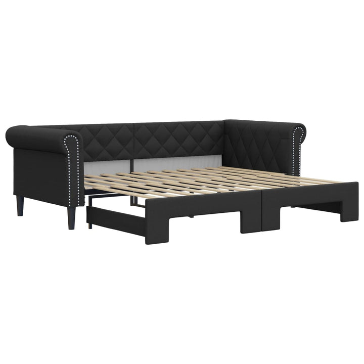 daybed med udtræk 90x200 cm kunstlæder sort