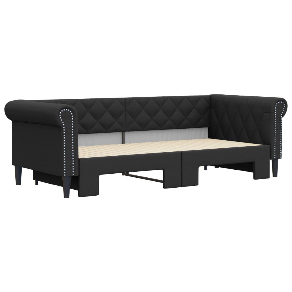 daybed med udtræk 90x200 cm kunstlæder sort