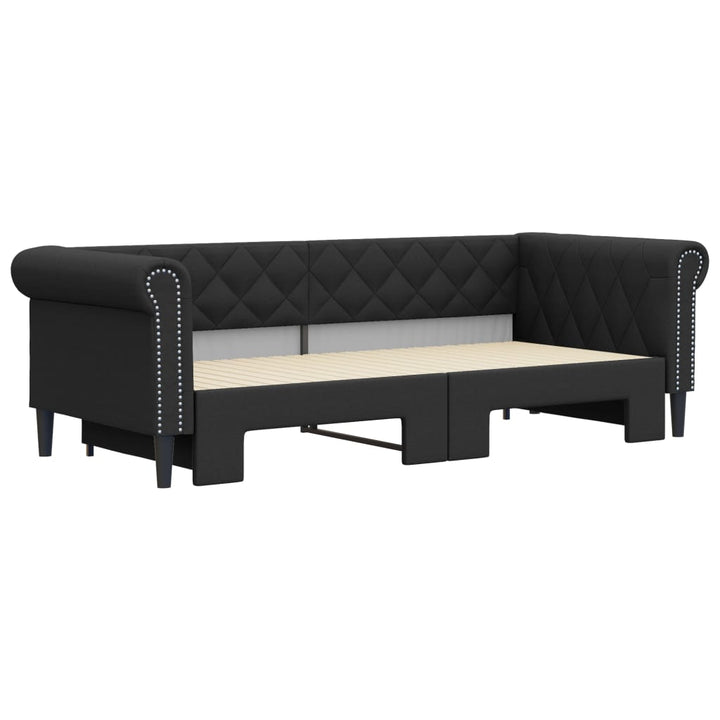 daybed med udtræk 90x200 cm kunstlæder sort
