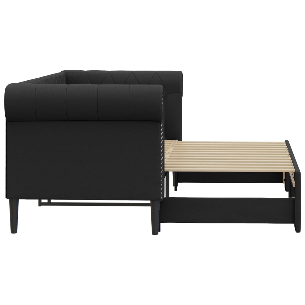 daybed med udtræk 90x200 cm kunstlæder sort
