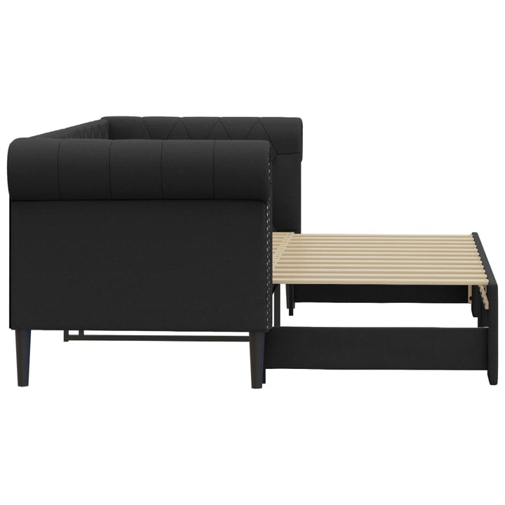 daybed med udtræk 90x200 cm kunstlæder sort