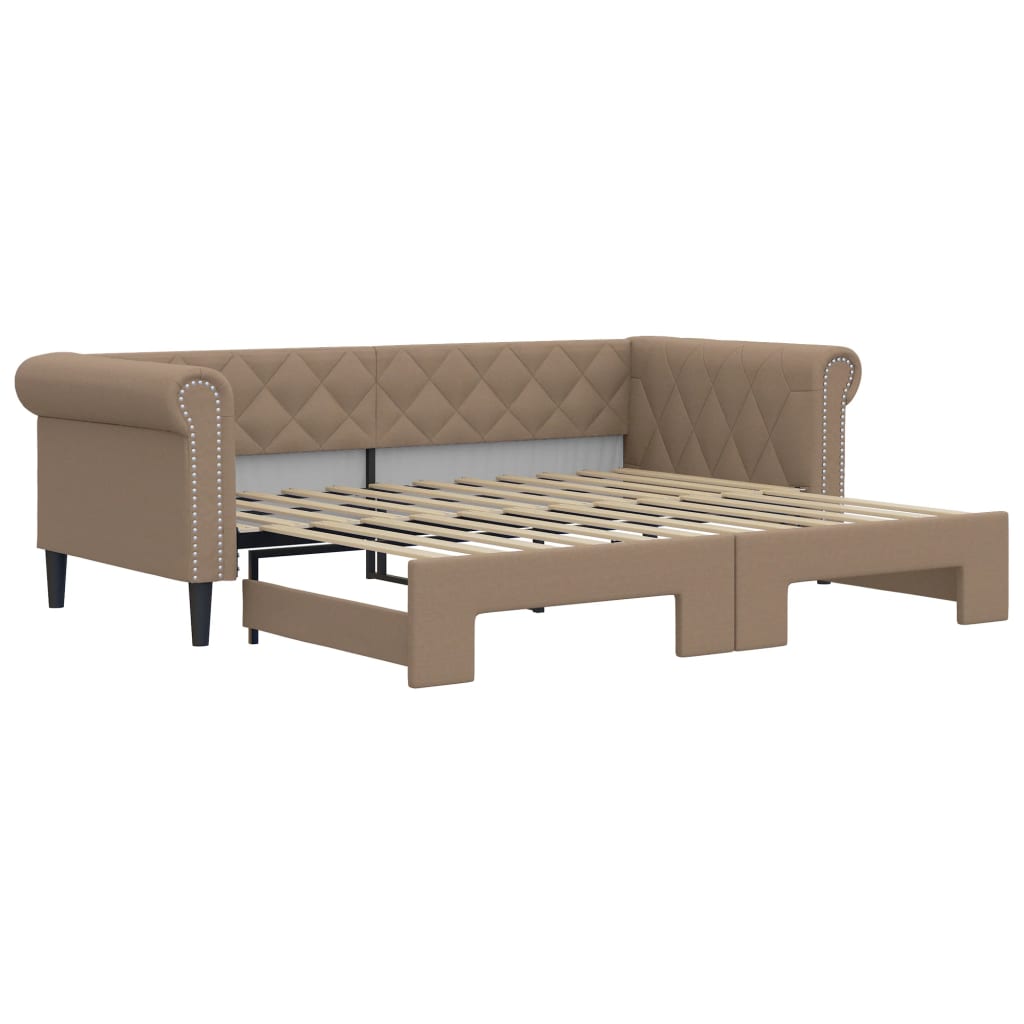 daybed med udtræk 90x200 cm kunstlæder cappuccinofarvet