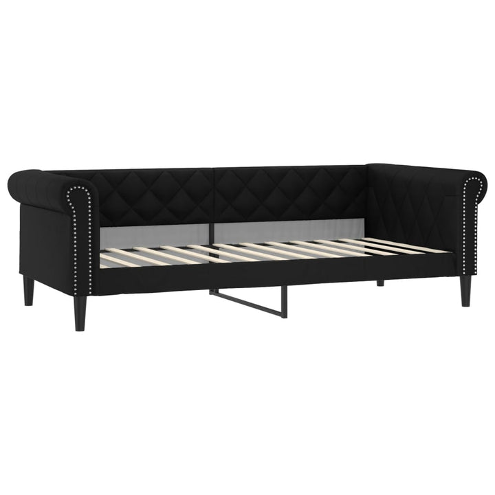 daybed med udtræk og madrasser 90x200 cm kunstlæder sort