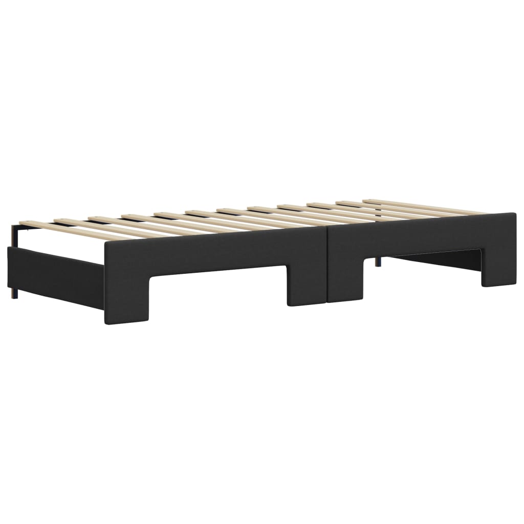 daybed med udtræk og madrasser 90x200 cm kunstlæder sort