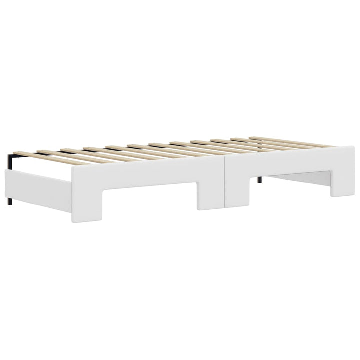 daybed med udtræk og madrasser 90x200 cm kunstlæder hvid