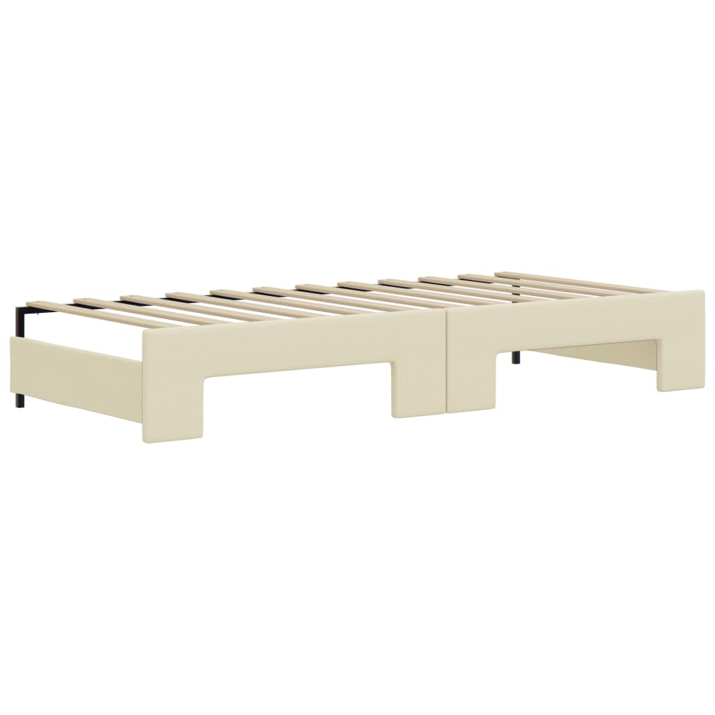 daybed med udtræk og madrasser 90x200 cm kunstlæder cremefarvet