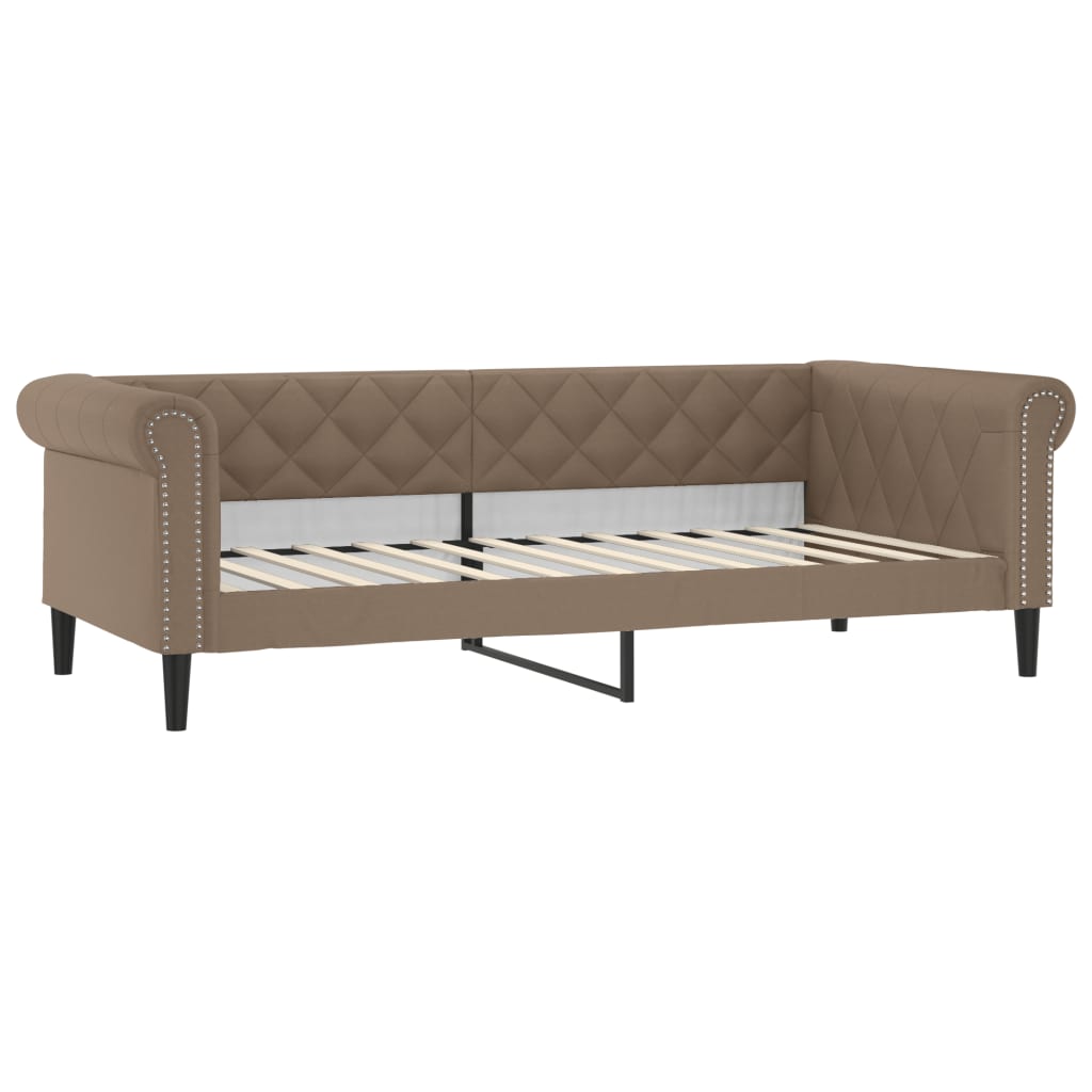 daybed med udtræk og madrasser 90x200 cm kunstlæder cappuccino