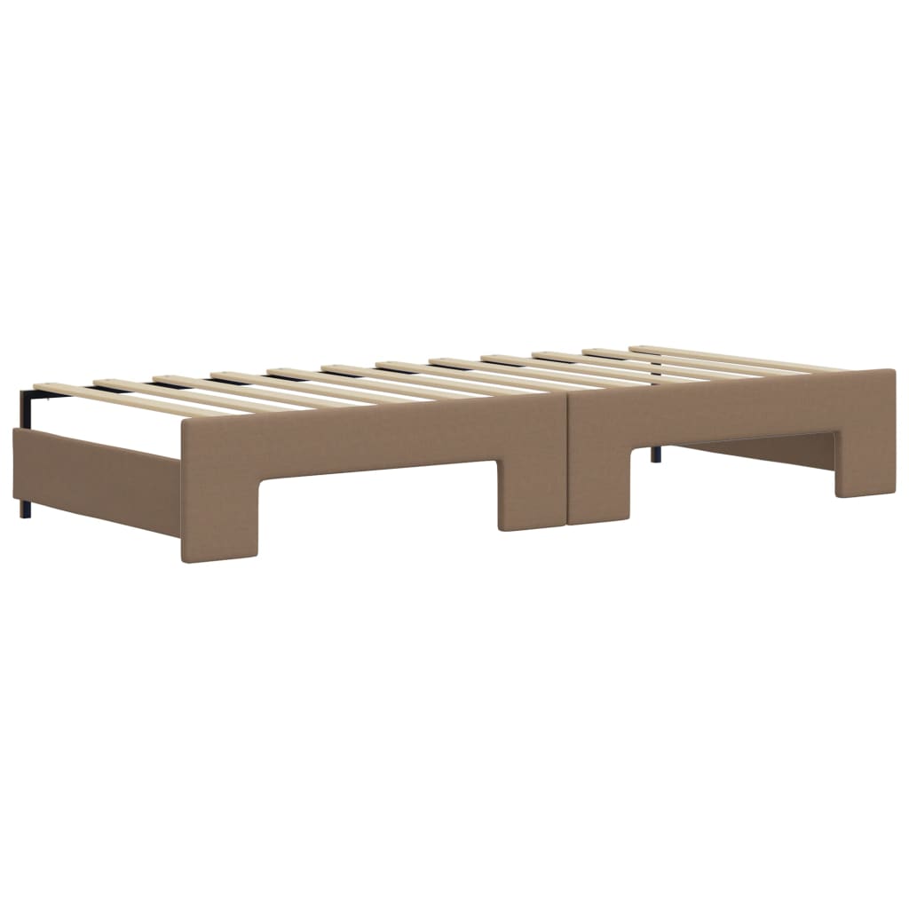 daybed med udtræk og madrasser 90x200 cm kunstlæder cappuccino