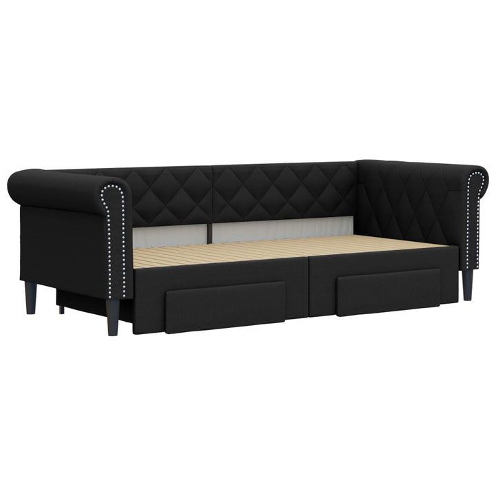 daybed med udtræk og skuffer 90x200 cm kunstlæder sort