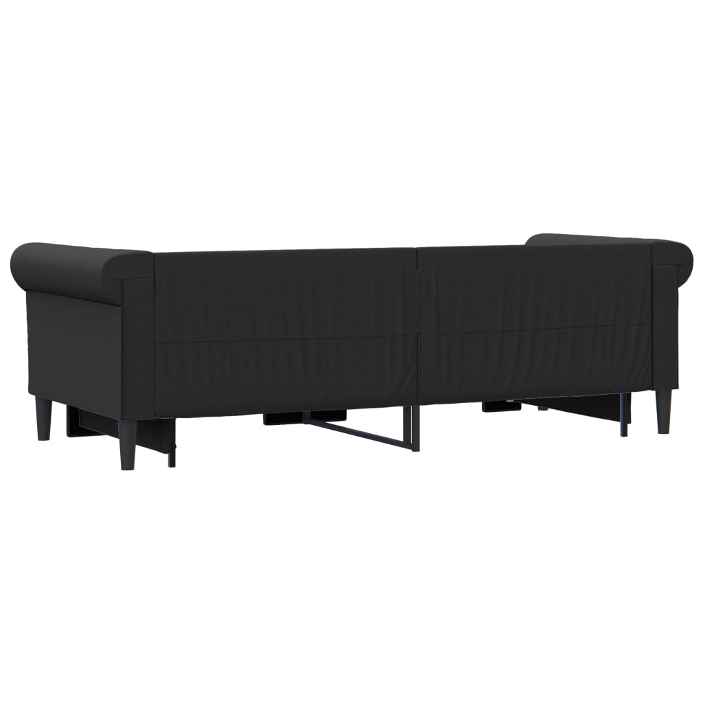 daybed med udtræk og skuffer 90x200 cm kunstlæder sort