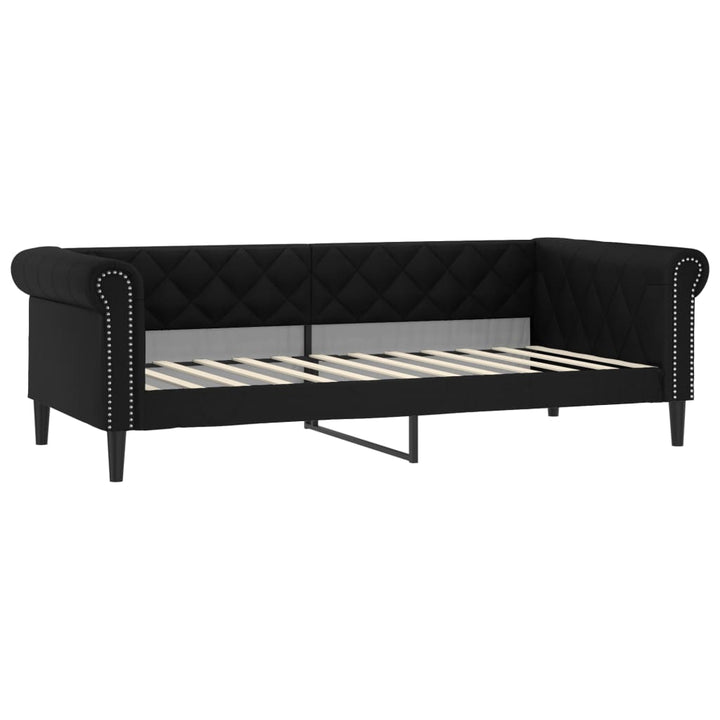 daybed med udtræk og skuffer 90x200 cm kunstlæder sort