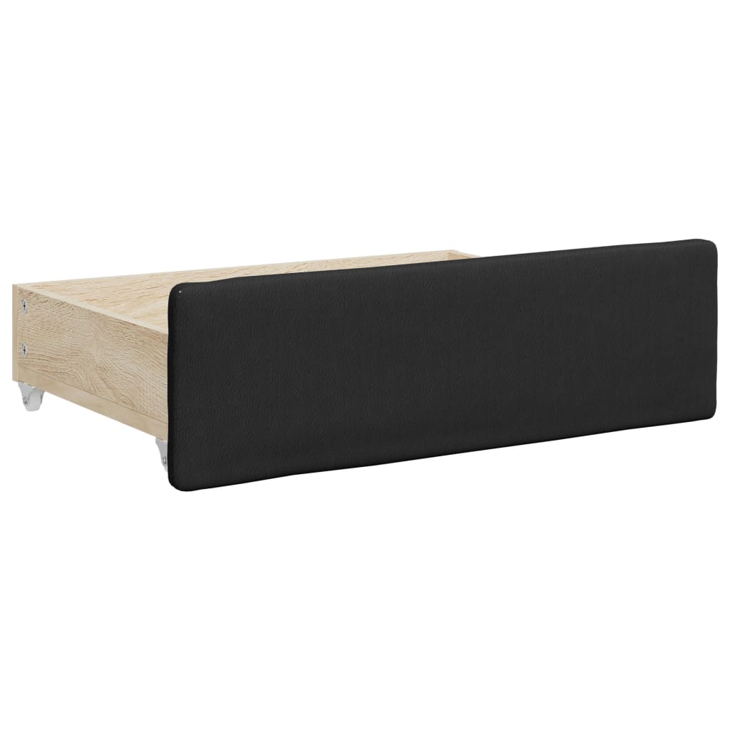 daybed med udtræk og skuffer 90x200 cm kunstlæder sort