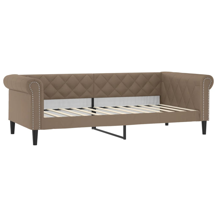 daybed med udtræk og skuffer 90x200 cm kunstlæder cappuccino