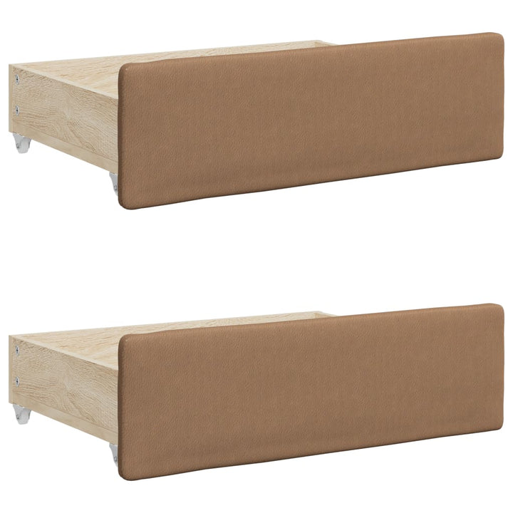 daybed med udtræk og skuffer 90x200 cm kunstlæder cappuccino