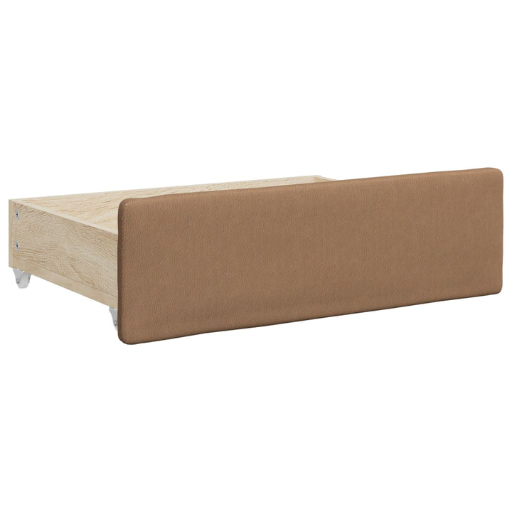 daybed med udtræk og skuffer 90x200 cm kunstlæder cappuccino