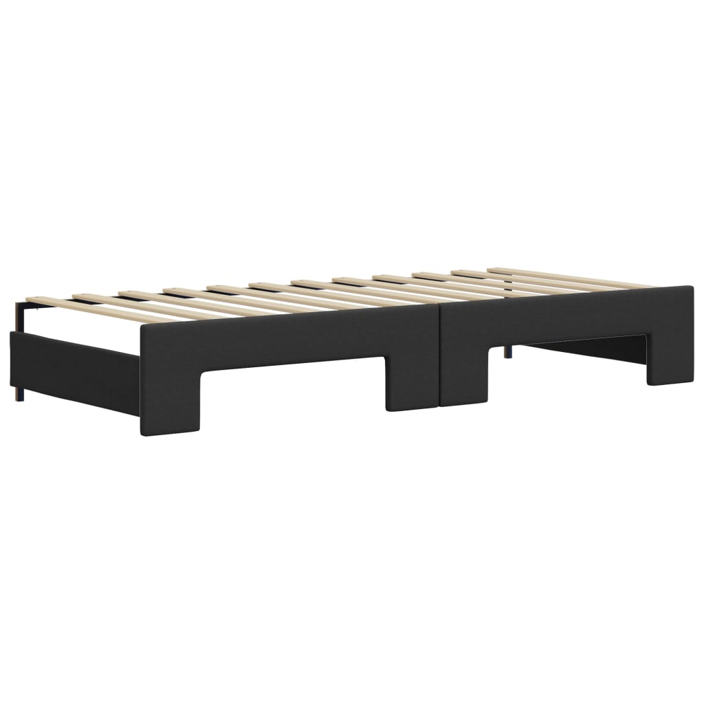 daybed med udtræk og skuffer 90x200 cm kunstlæder sort