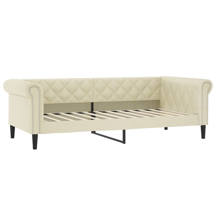 daybed med udtræk og skuffer 90x200 cm kunstlæder cremefarvet