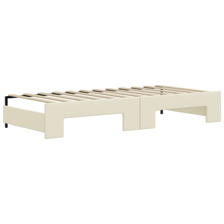 daybed med udtræk og skuffer 90x200 cm kunstlæder cremefarvet