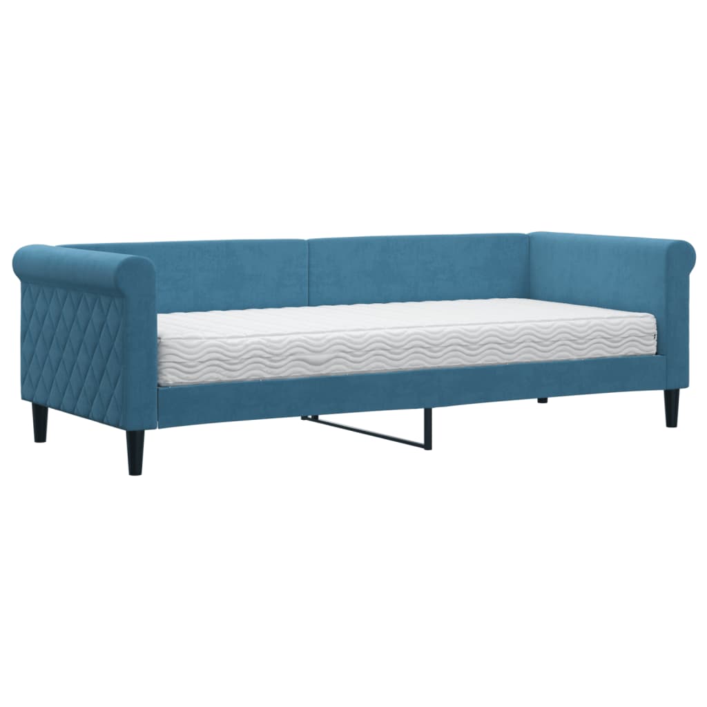 daybed med madras 80x200 cm velour blå
