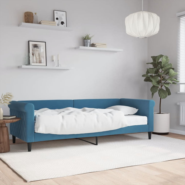 daybed med madras 80x200 cm velour blå