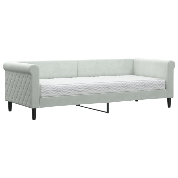 daybed med madras 80x200 cm velour lysegrå