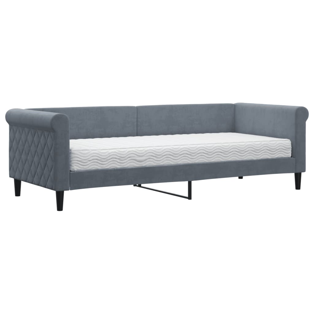 daybed med madras 80x200 cm velour mørkegrå