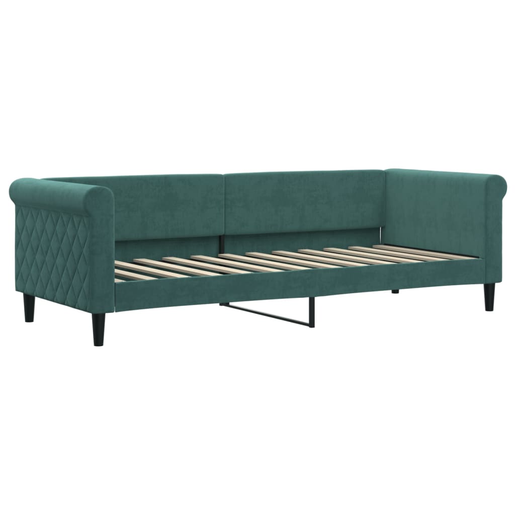 daybed med madras 80x200 cm velour mørkegrøn
