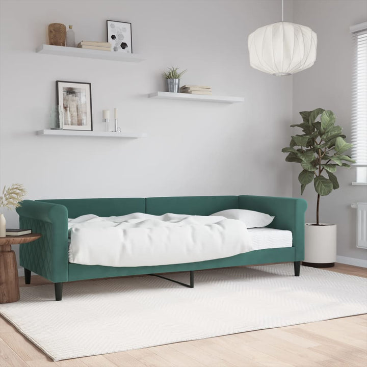 daybed med madras 80x200 cm velour mørkegrøn