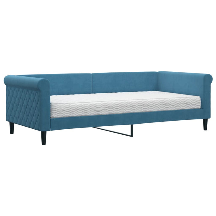 daybed med madras 90x200 cm velour blå