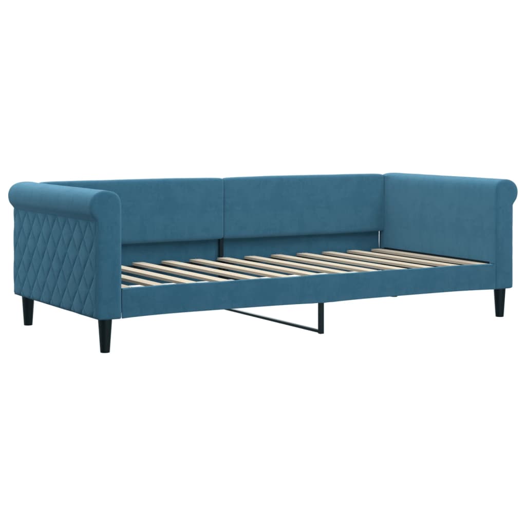 daybed med madras 90x200 cm velour blå