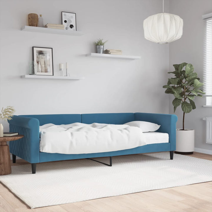 daybed med madras 90x200 cm velour blå