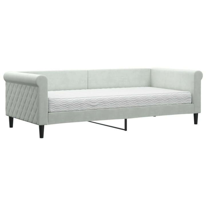 daybed med madras 90x200 cm velour lysegrå
