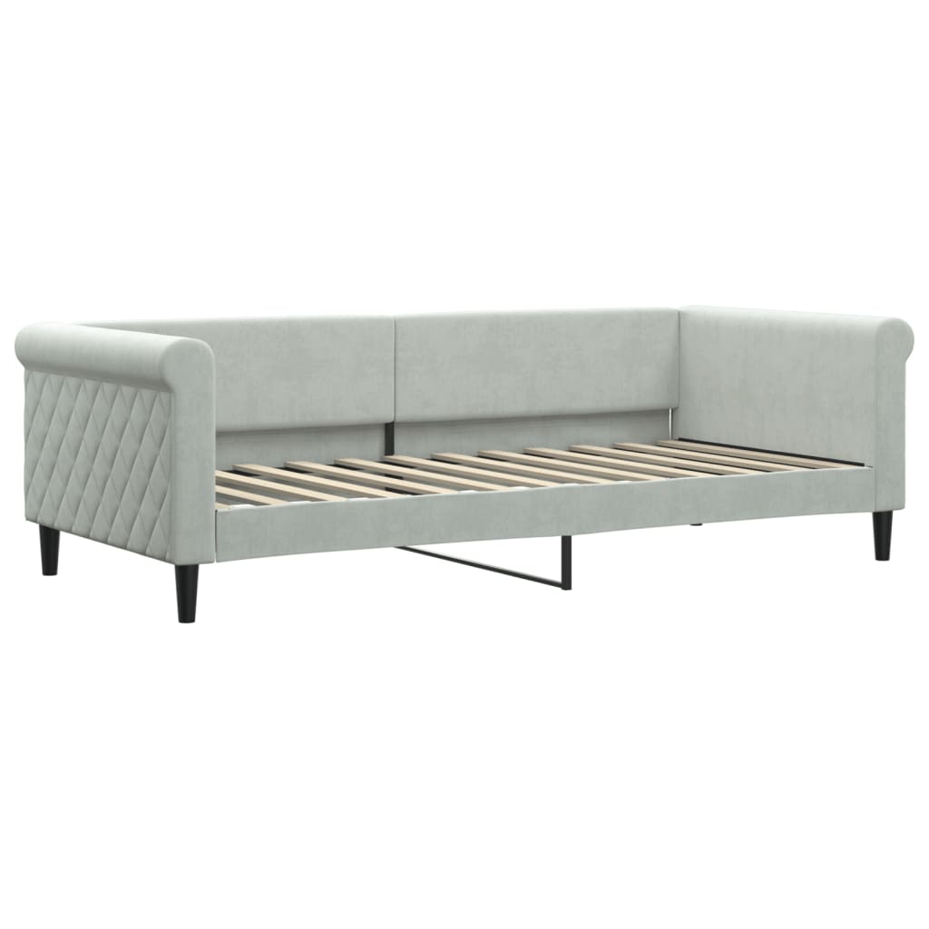 daybed med madras 90x200 cm velour lysegrå
