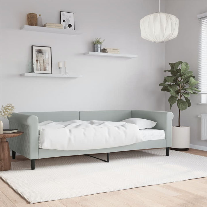 daybed med madras 90x200 cm velour lysegrå