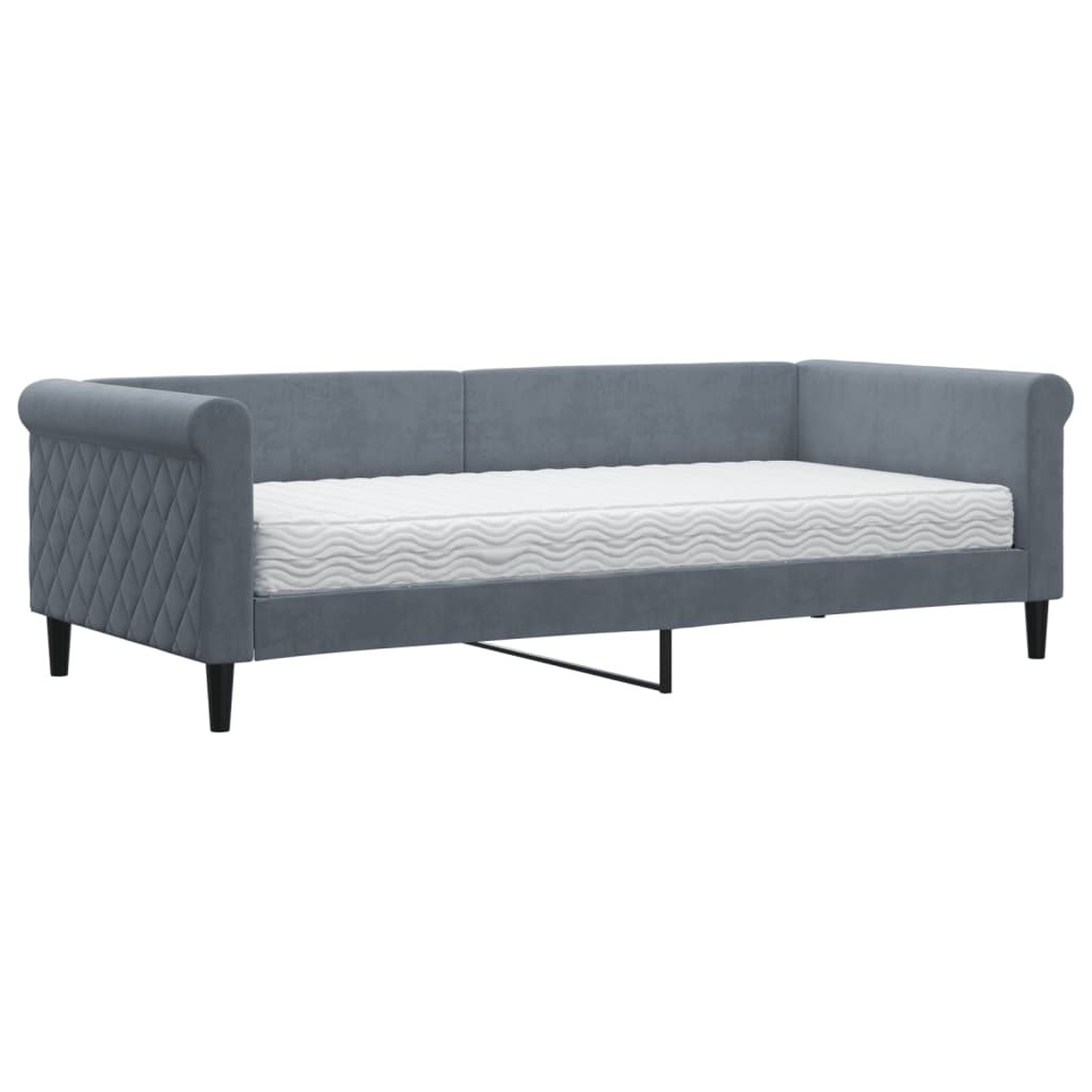 daybed med madras 90x200 cm velour mørkegrå