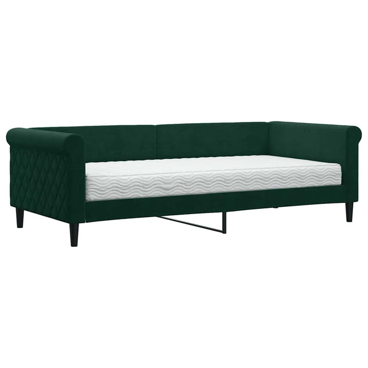 daybed med madras 90x200 cm velour mørkegrøn