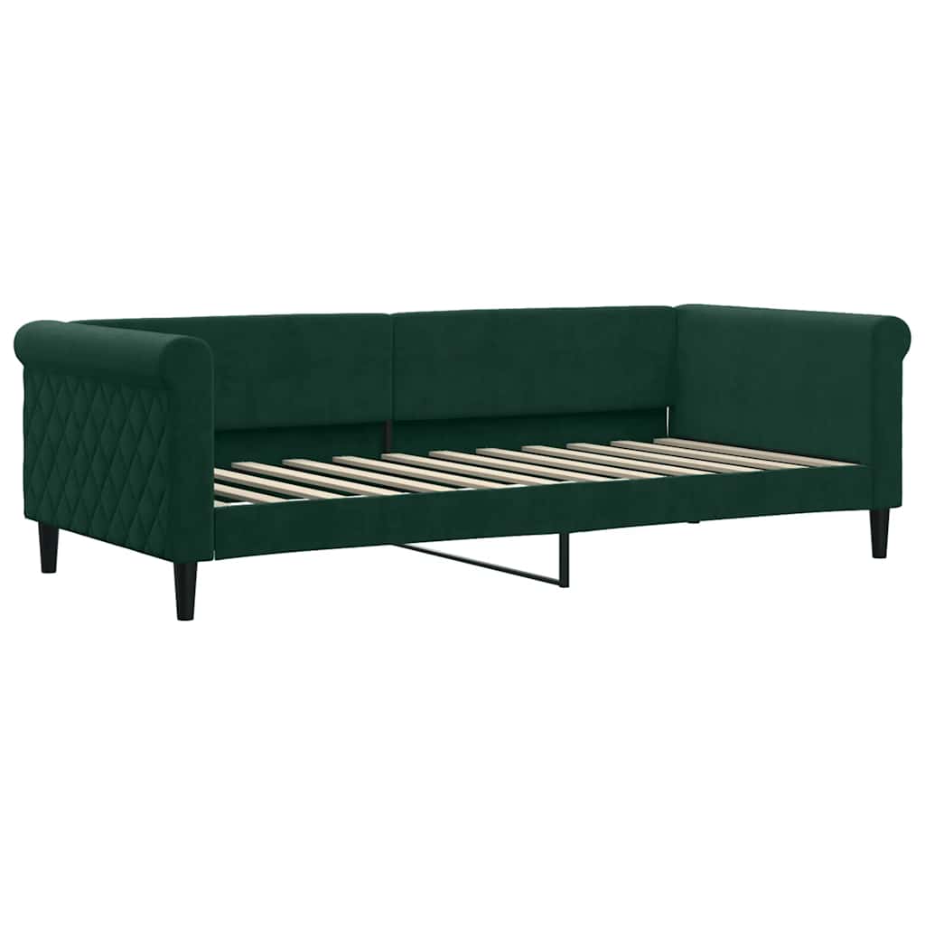 daybed med madras 90x200 cm velour mørkegrøn