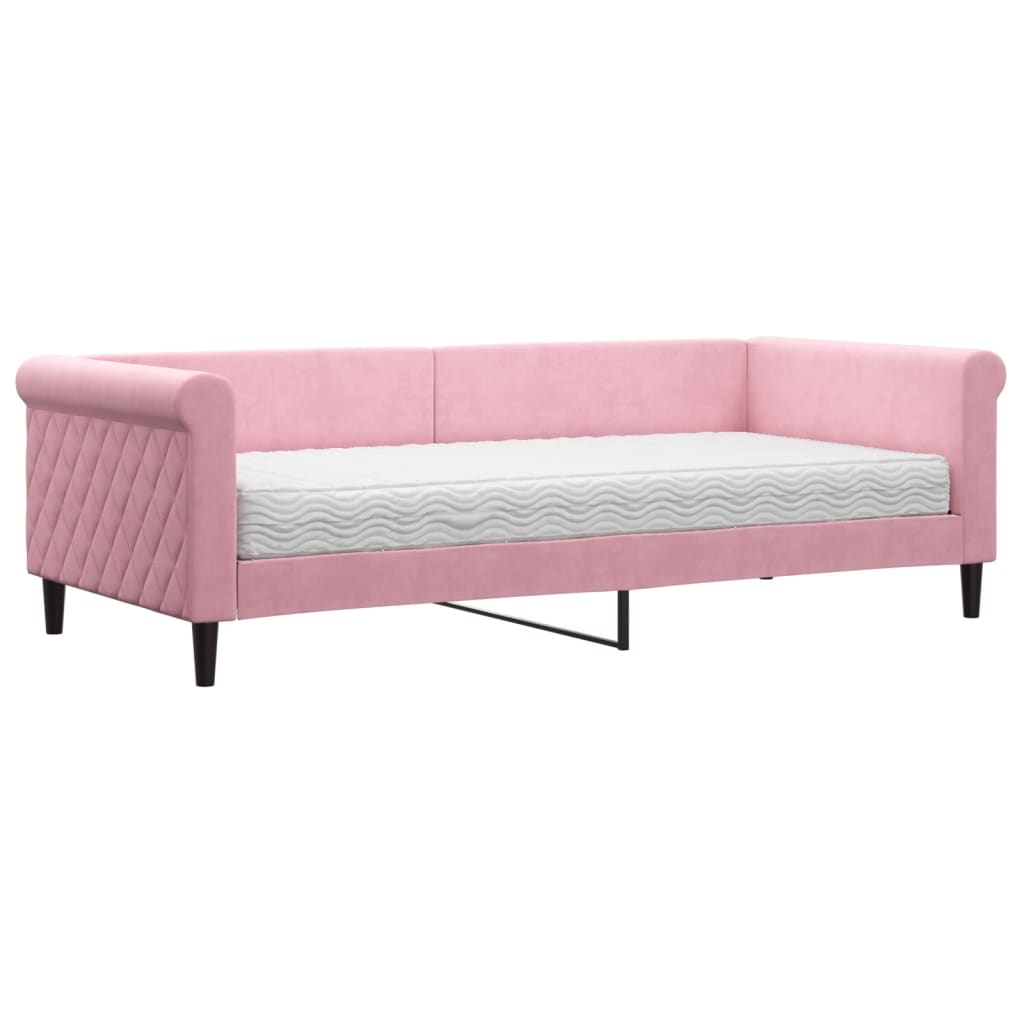 daybed med madras 90x200 cm velour pink