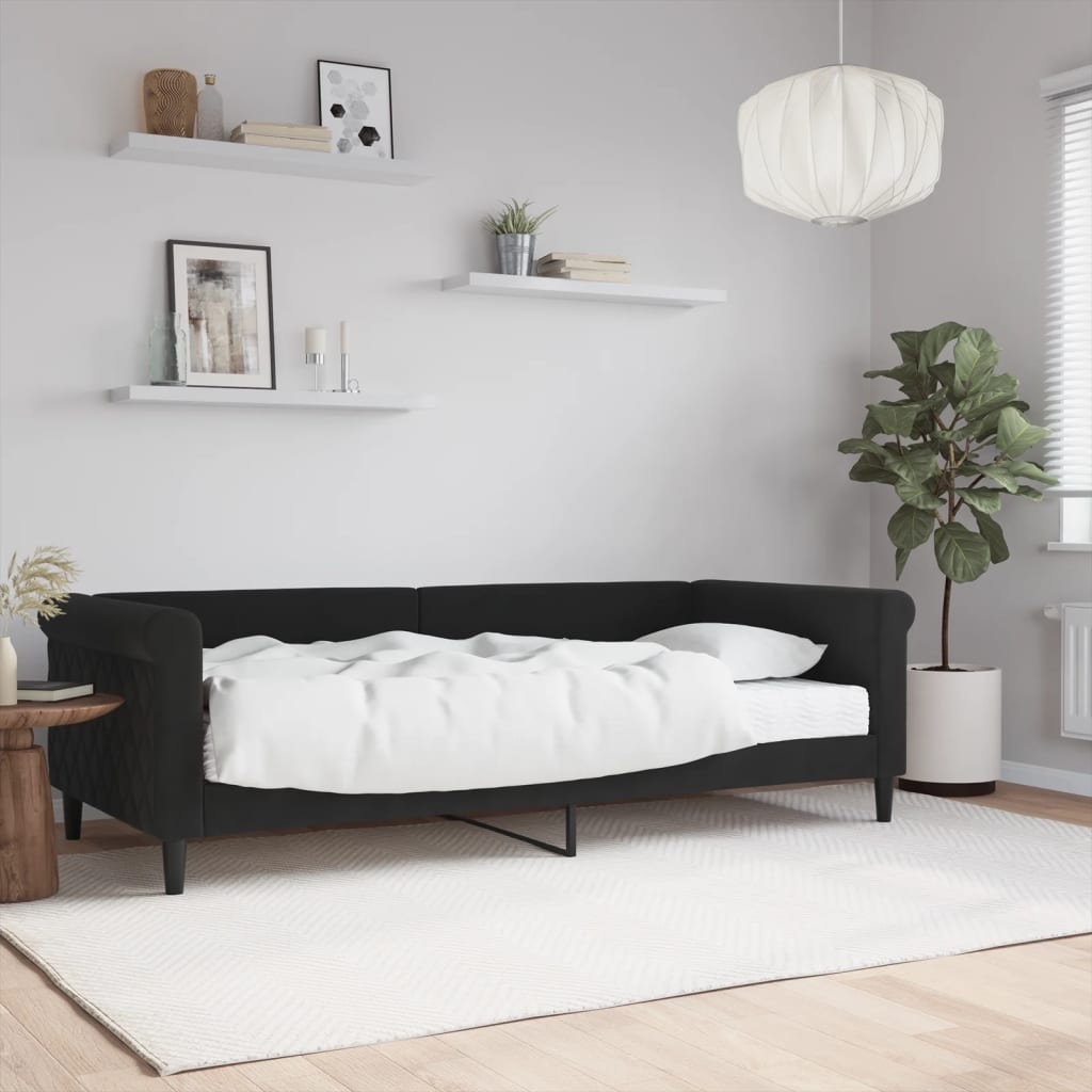 daybed med madras 90x200 cm velour sort