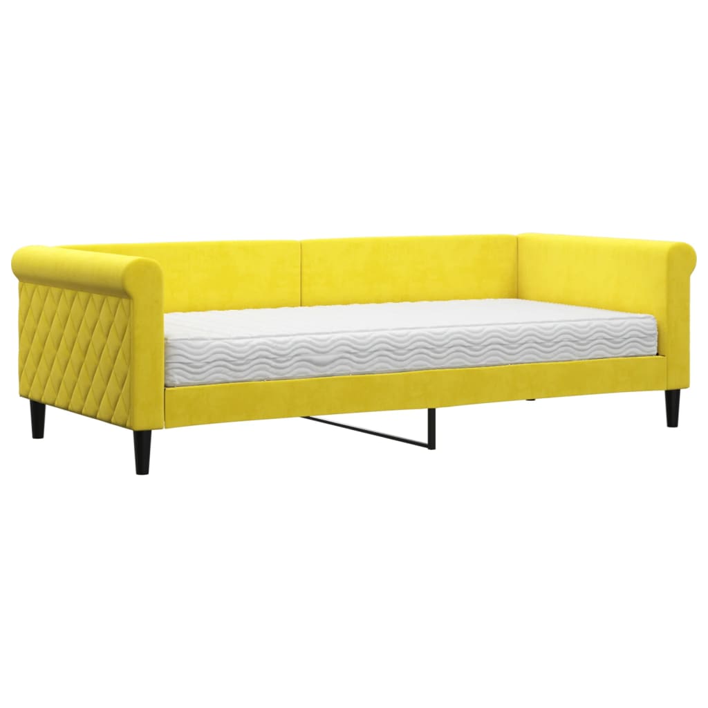 daybed med madras 90x200 cm velour gul