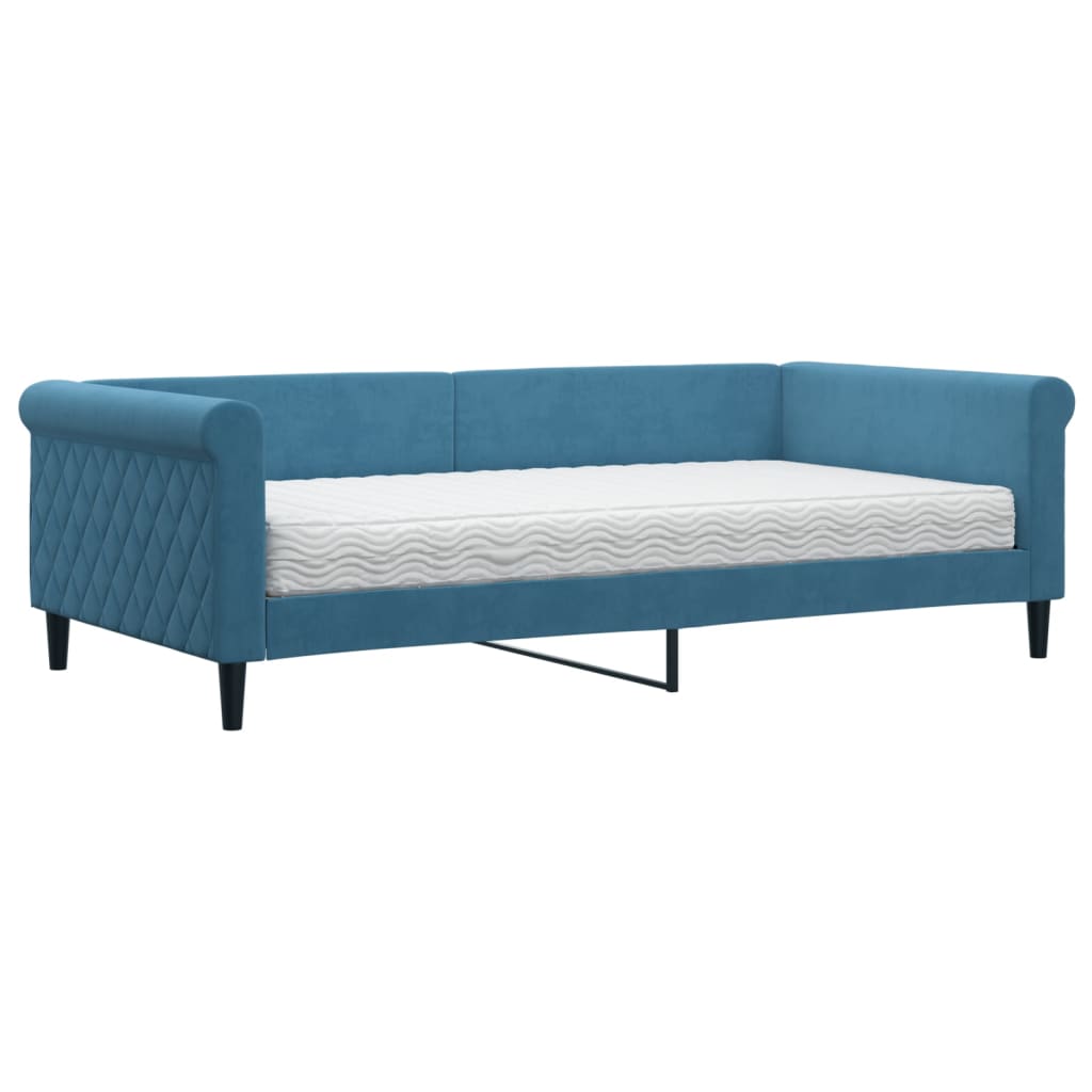 daybed med madras 100x200 cm velour blå