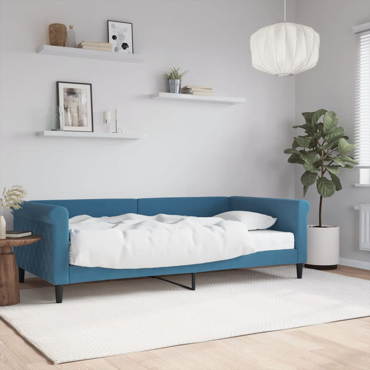 daybed med madras 100x200 cm velour blå