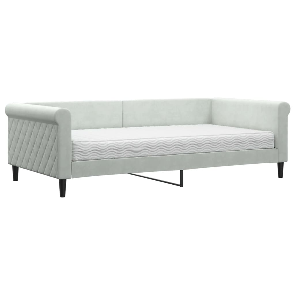 daybed med madras 100x200 cm velour lysegrå