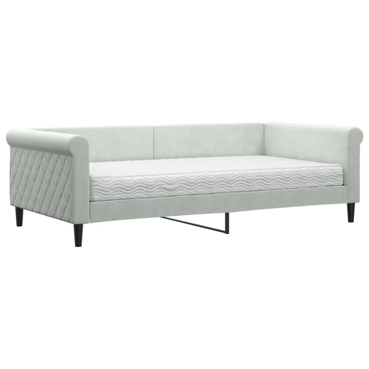 daybed med madras 100x200 cm velour lysegrå