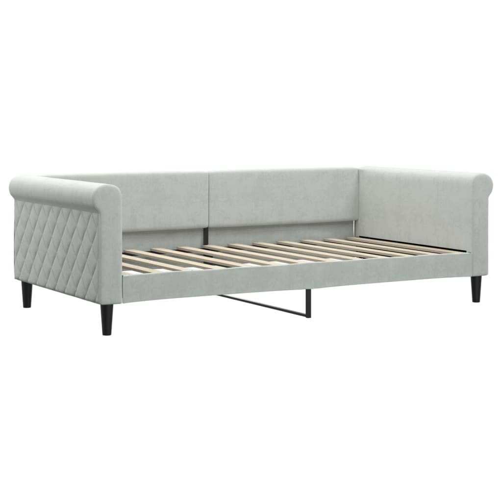 daybed med madras 100x200 cm velour lysegrå