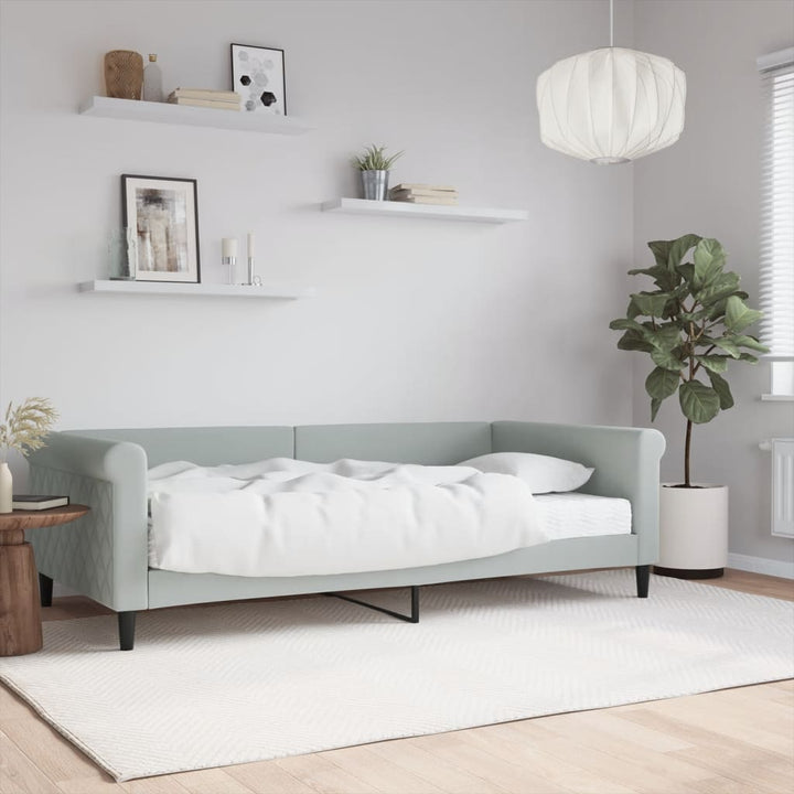 daybed med madras 100x200 cm velour lysegrå
